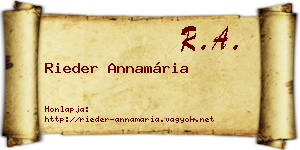 Rieder Annamária névjegykártya